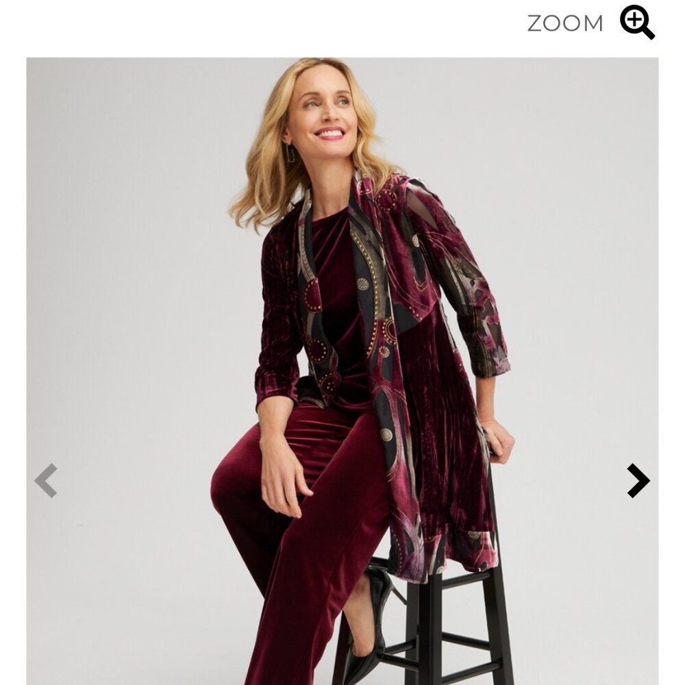 new chico's travelers velvet burnout kimono jacket 4 (us xxl) - Picture 3 of 3